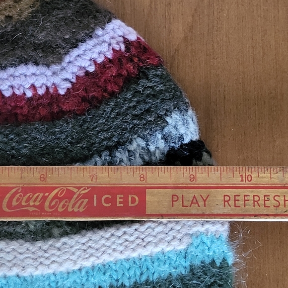 Vintage Hand Knit Striped Hat  Beanie Toque J Crew Y2K - Picture 7 of 10